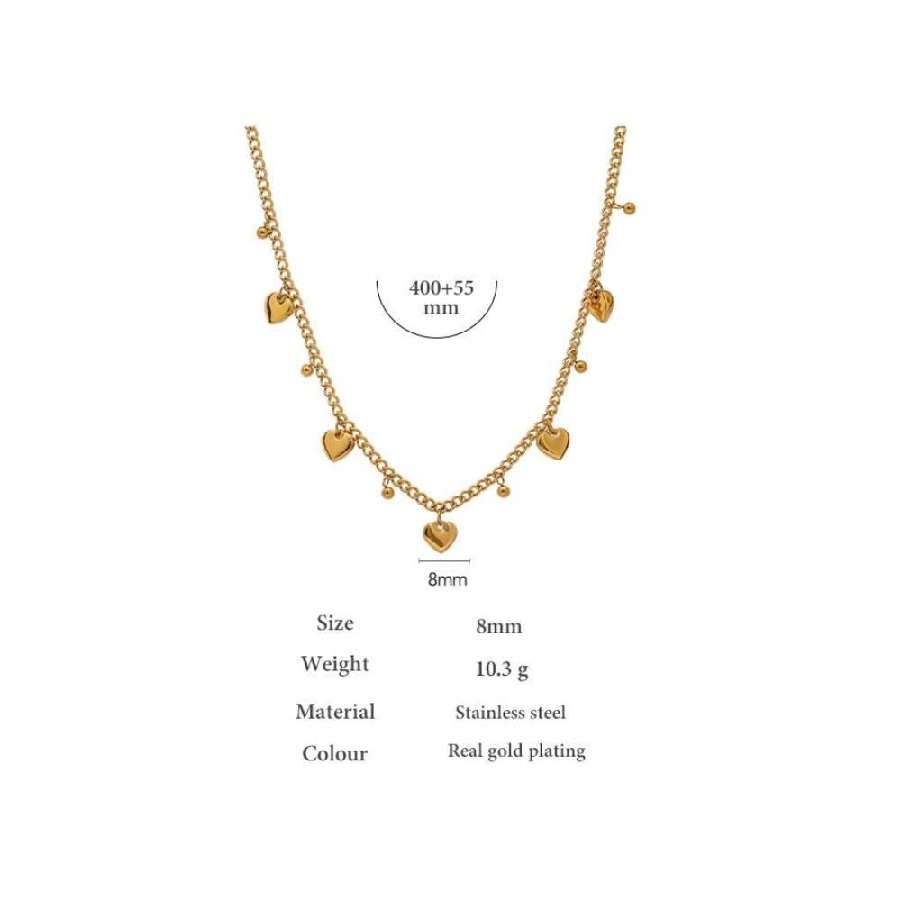 New 18K Gold Plated Heart Bead Link Chain Necklace - Picture 5 of 8